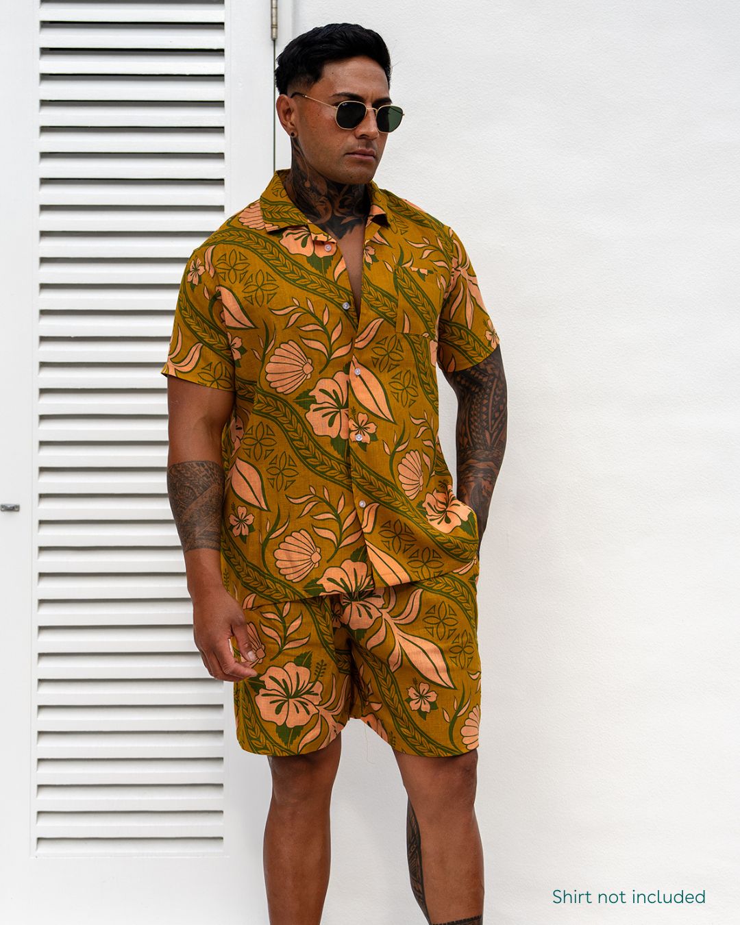 Kanoa Mens Shorts - Island Vines Gold