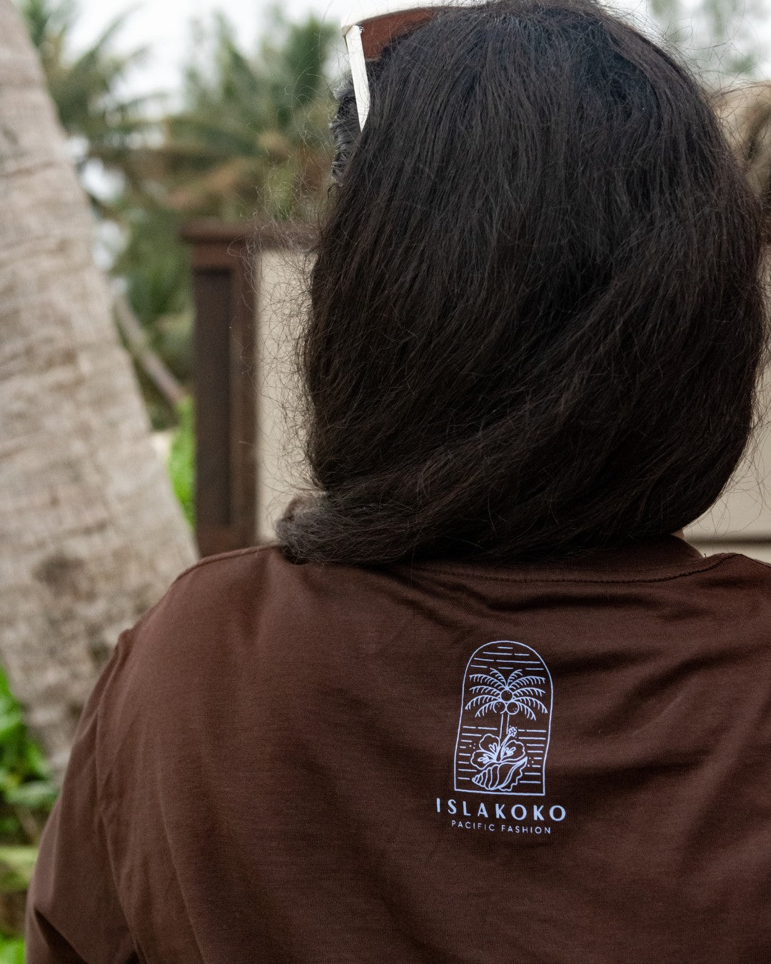 Laid Back Oversized T-Shirt - Choc & Cornflower Blue - Back