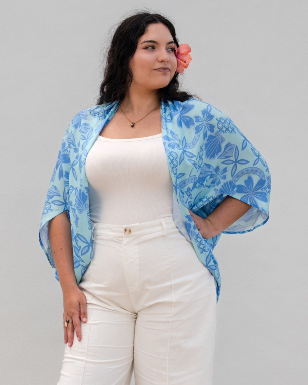Leilani Womens Island Kimono - Island Paradise Lagoon - Front