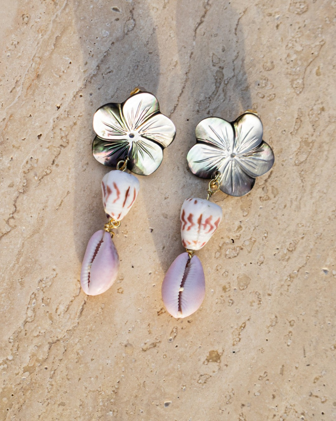 Mother of Pearl Flower Shell Earrings
