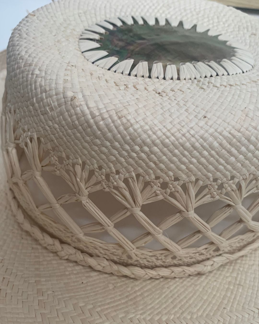 Cook Islands Handmade Rito Hat - Natural Floral