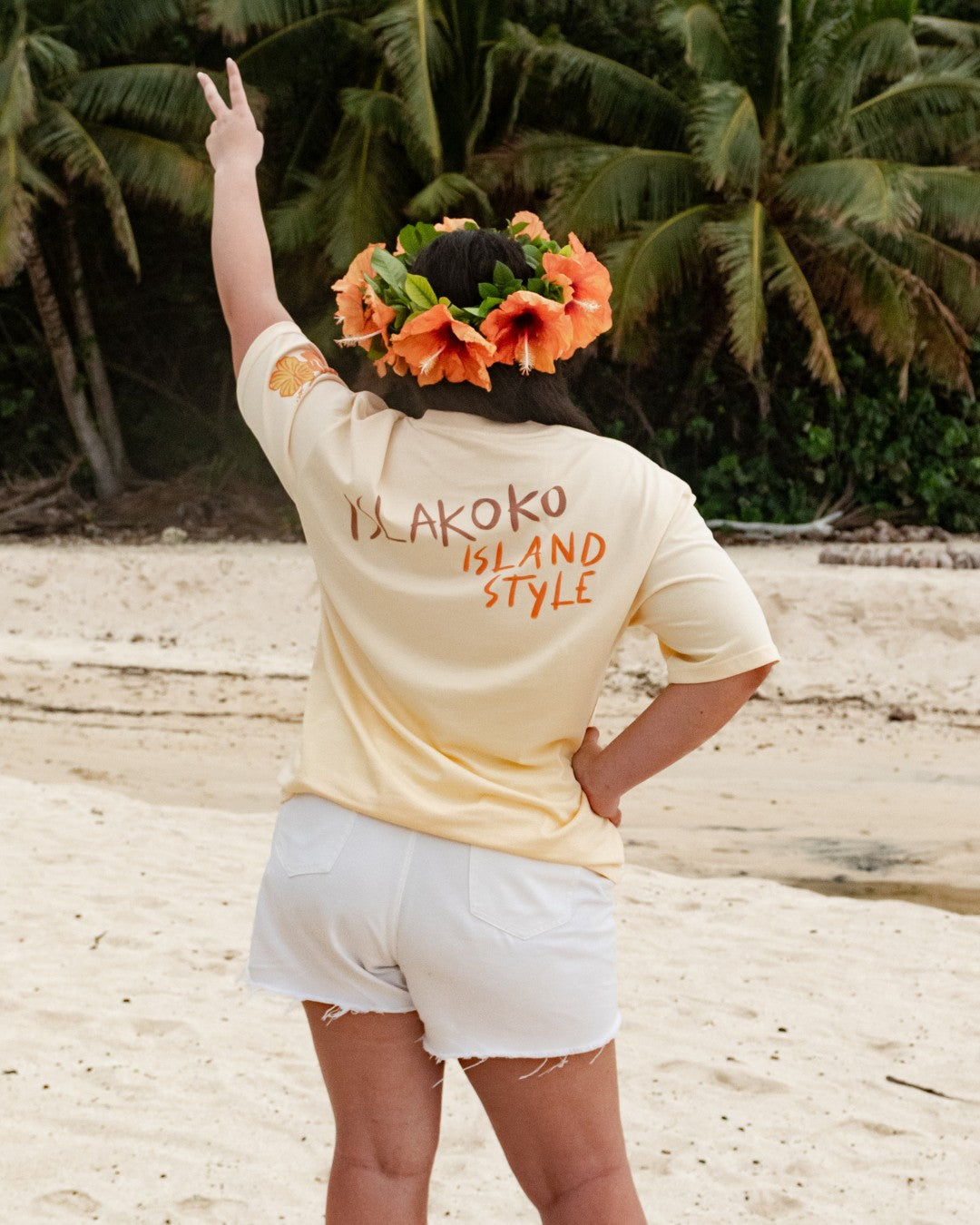 Flower Eis Happy Days Oversized T-Shirt - Lemon Yellow & Milk Choc - Front