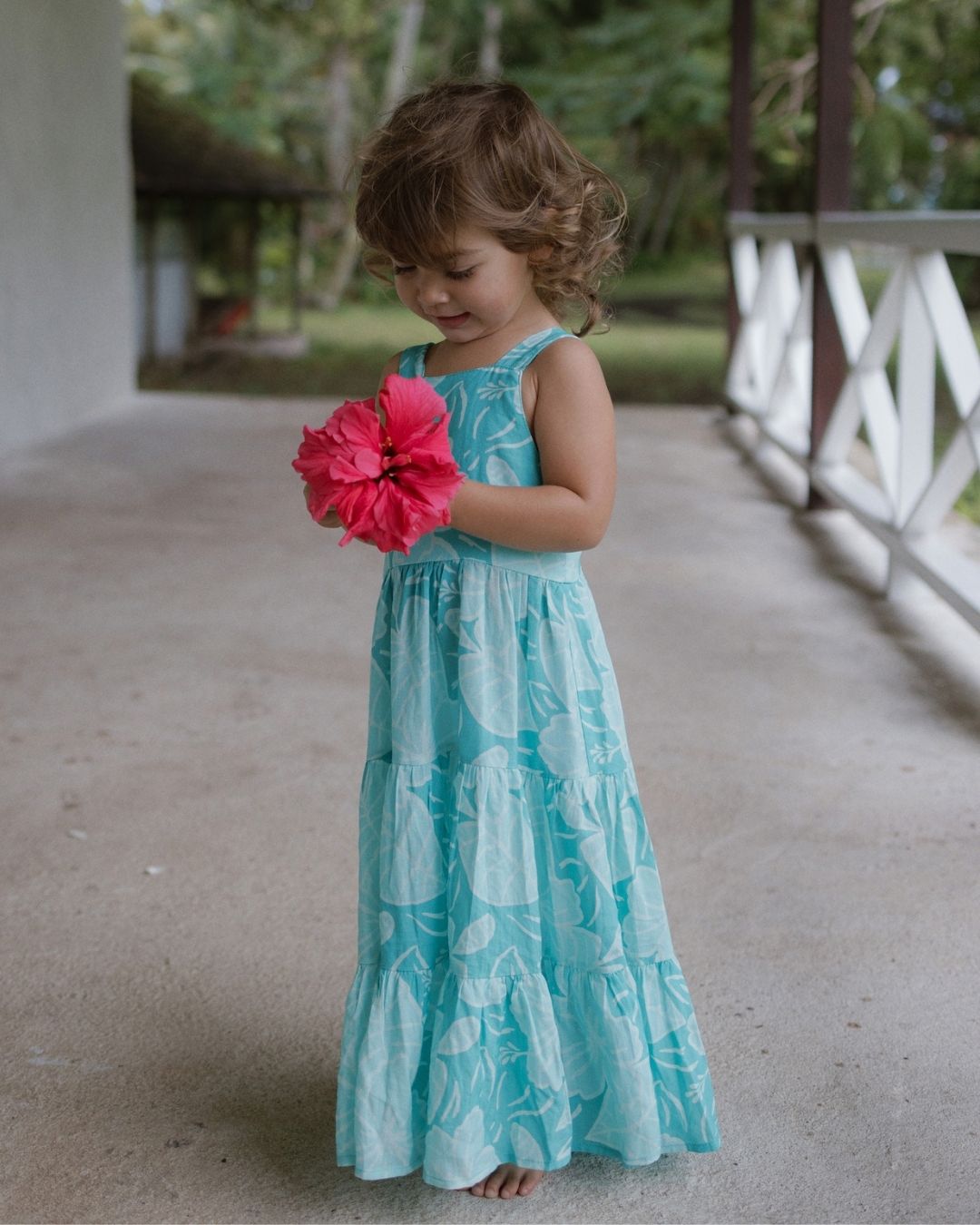 Gigi Baby Maxi Island Dress - Royal Hibiscus Tide - Blue
