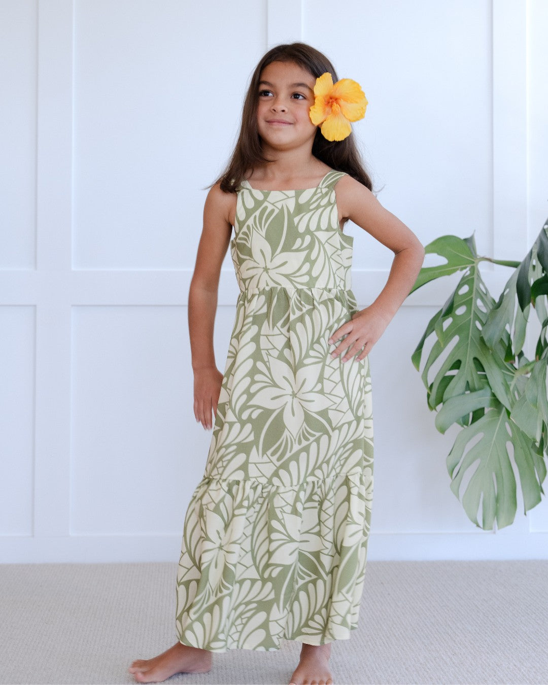 Gigi Girls Maxi Island Dress - Sage