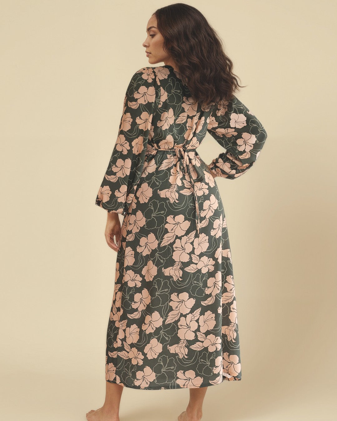 Indie Womens Puff Sleeve Midi Dress