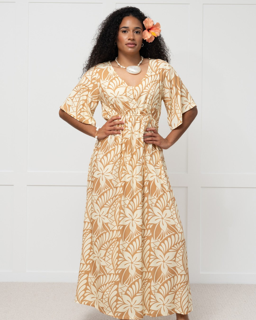 Island Dress & Shirt Matching Set - Lagoon Banana Palm