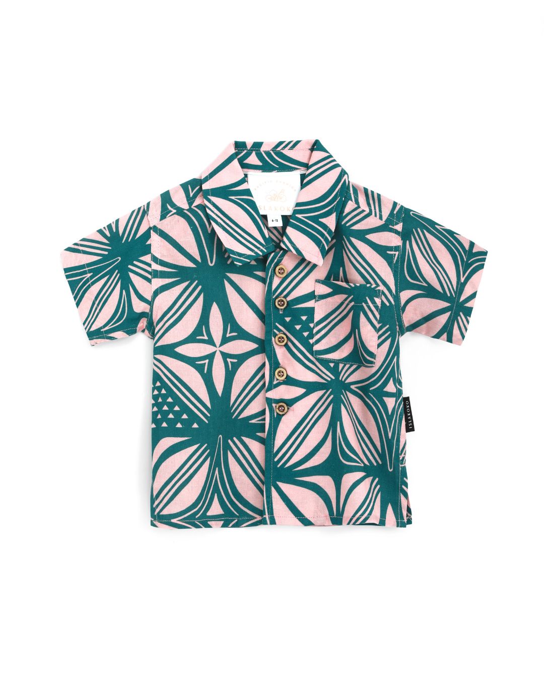 Kanoa Teen Short Sleeve Island Shirt - Pacific Floral Peach - Front