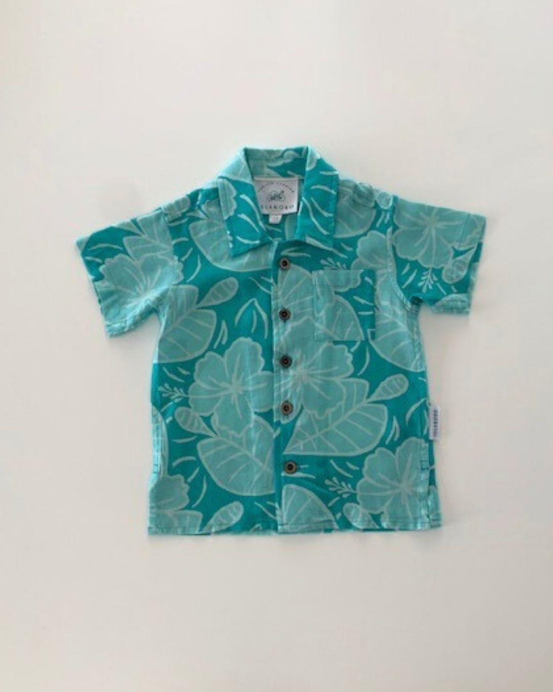 Kanoa Short Sleeve Baby Island Shirt - Royal Hibiscus Tide - Blue