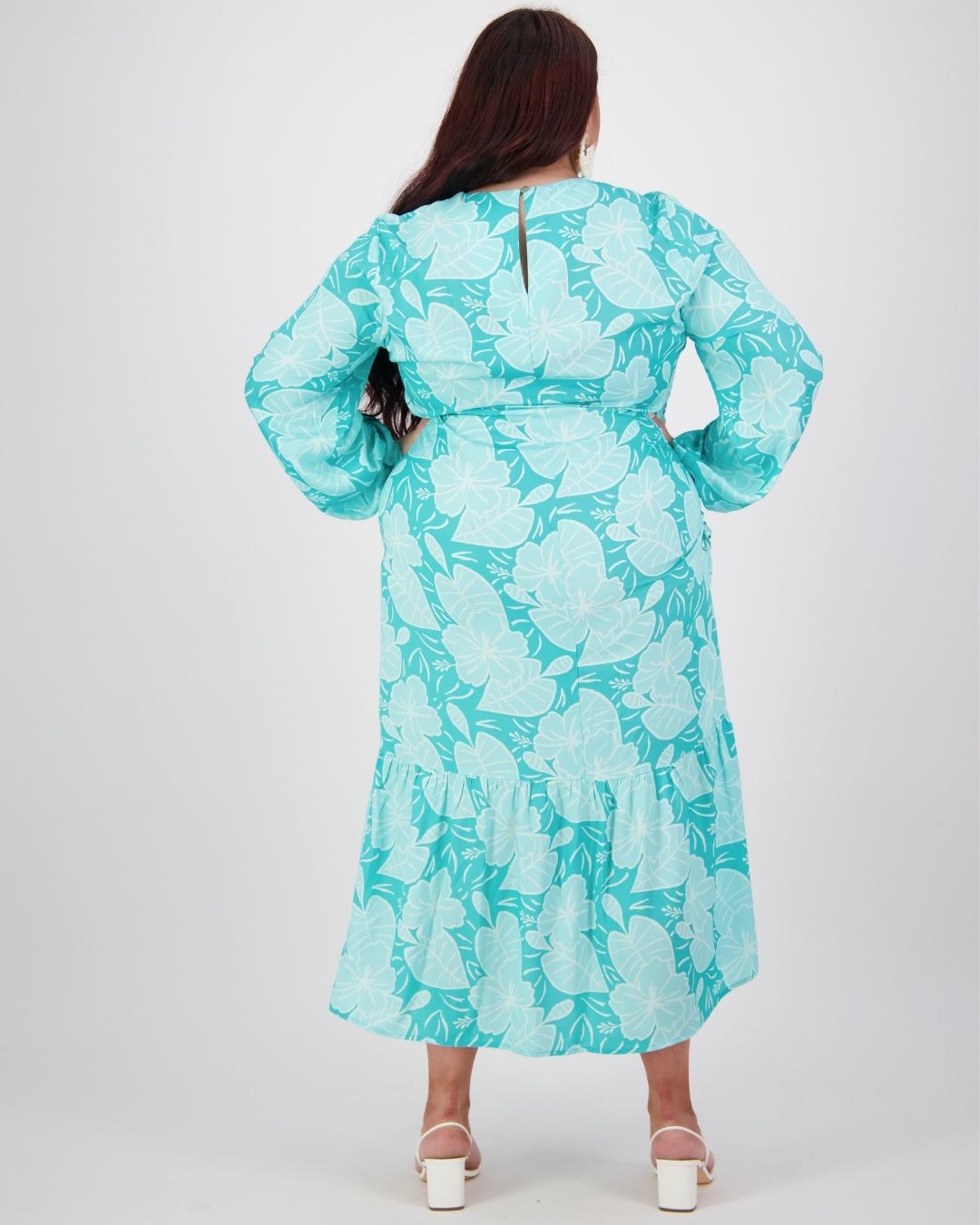 Keziah Womens Island Dress - Plus Size - Royal Hibiscus Tide - Blue