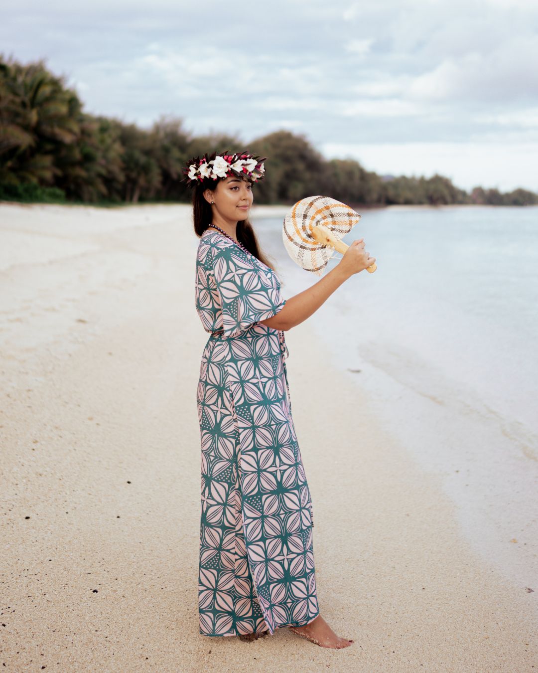 La’ei Womens Wrap Island Dress - Pacific Floral Peach - Side