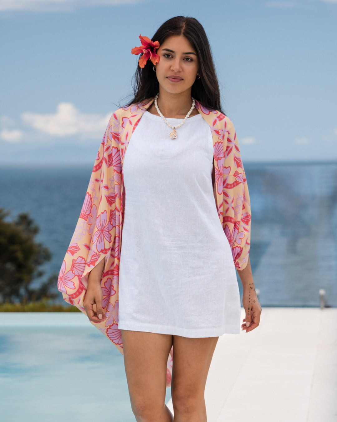 Leilani Womens Island Kimono - Island Paradise Orchid - Front