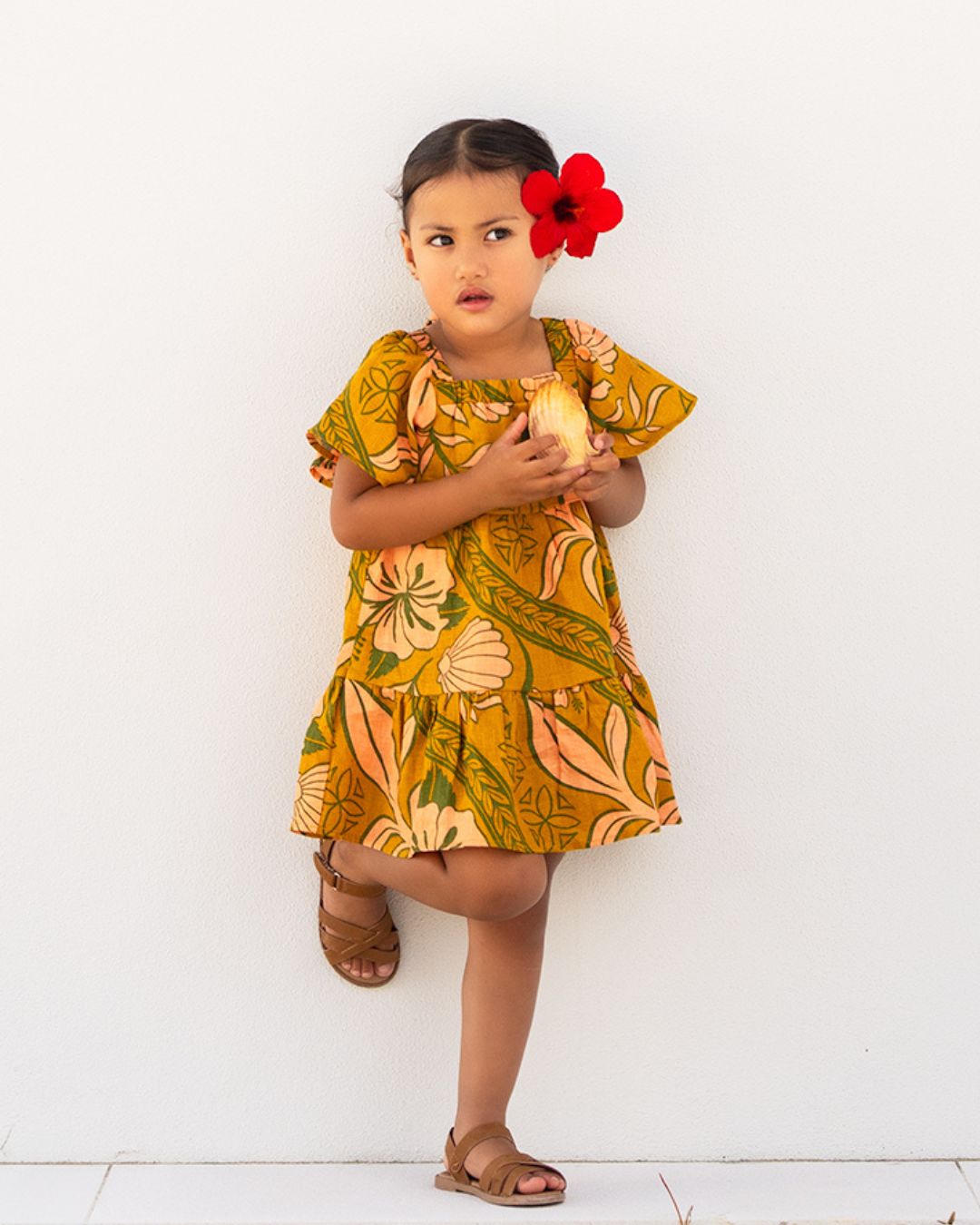 Marino Vai Baby Island Dress - Island Vines Gold