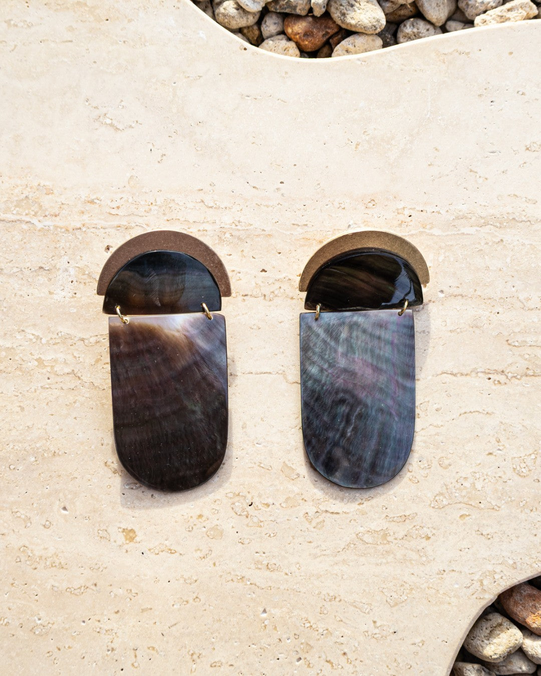 Mother of Pearl Half Moon Stud Earrings