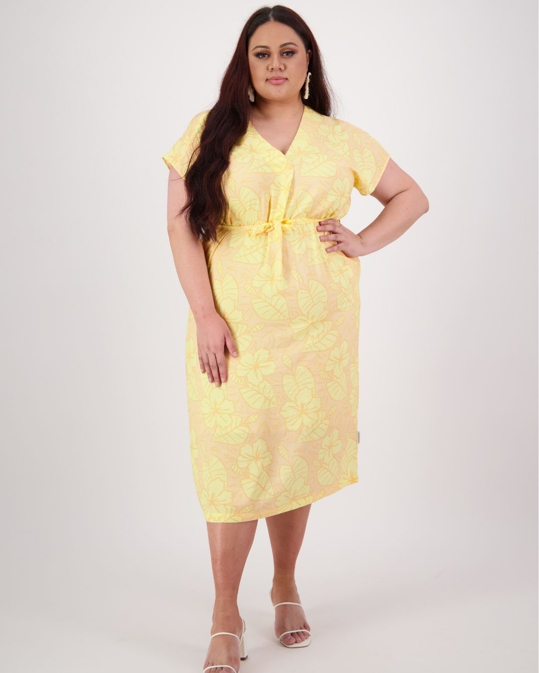 Senia Womens Reversible Island Dress - Plus Size - Royal Hibiscus Mango - Orange