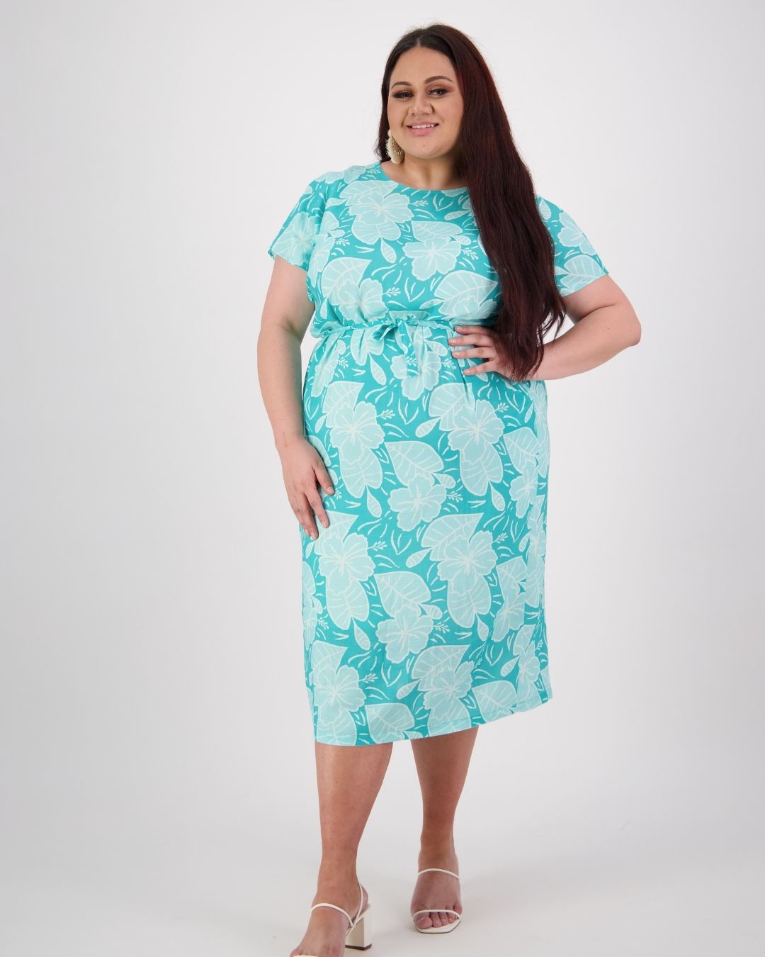 Senia Womens Reversible Island Dress - Plus Size - Royal Hibiscus Tide - Blue