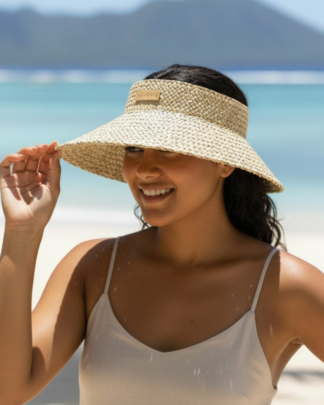 Unisex Muri Woven Crownless Wide Brim Hat