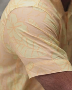 Kanoa Short Sleeve Mens Island Shirt - Royal Hibiscus Mango - Orange - Video