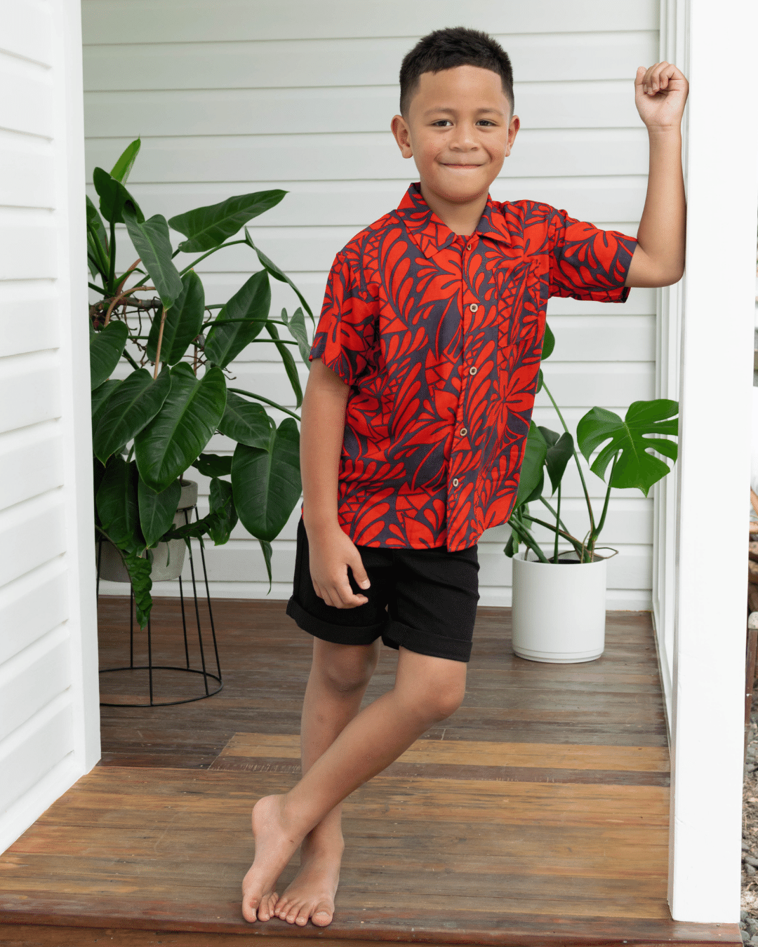 Kanoa II Kids Short Sleeve Shirt - Lagoon Sunrise