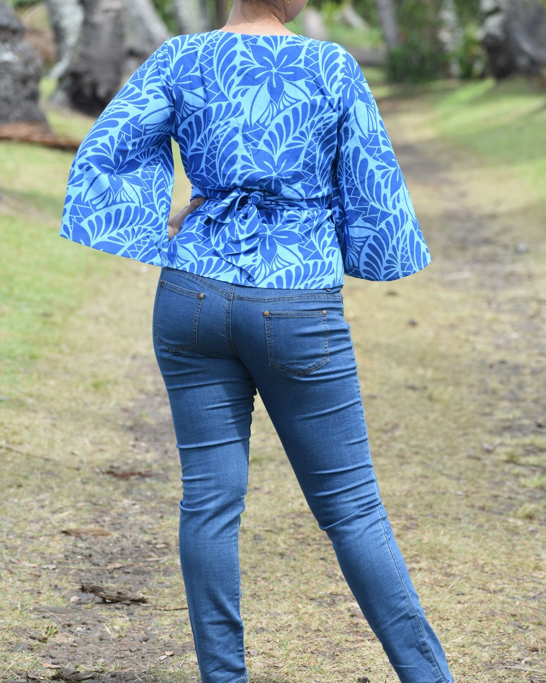 Kala Womens Wrap Top - Lagoon Blue