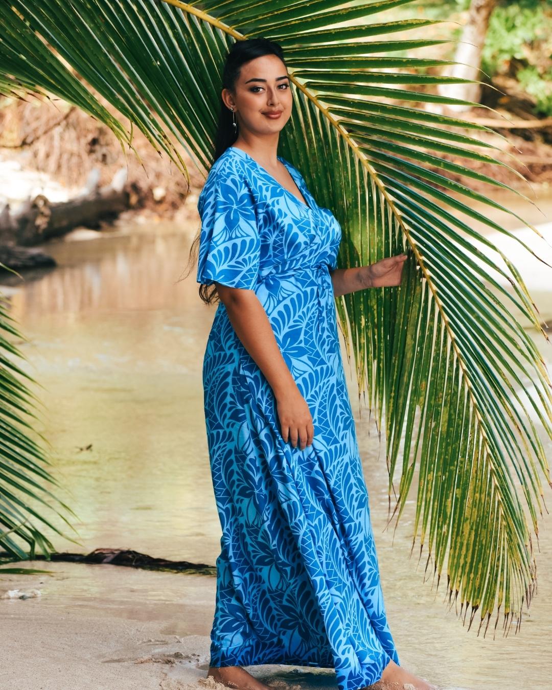 La’ei Womens Wrap Dress - Lagoon Blue