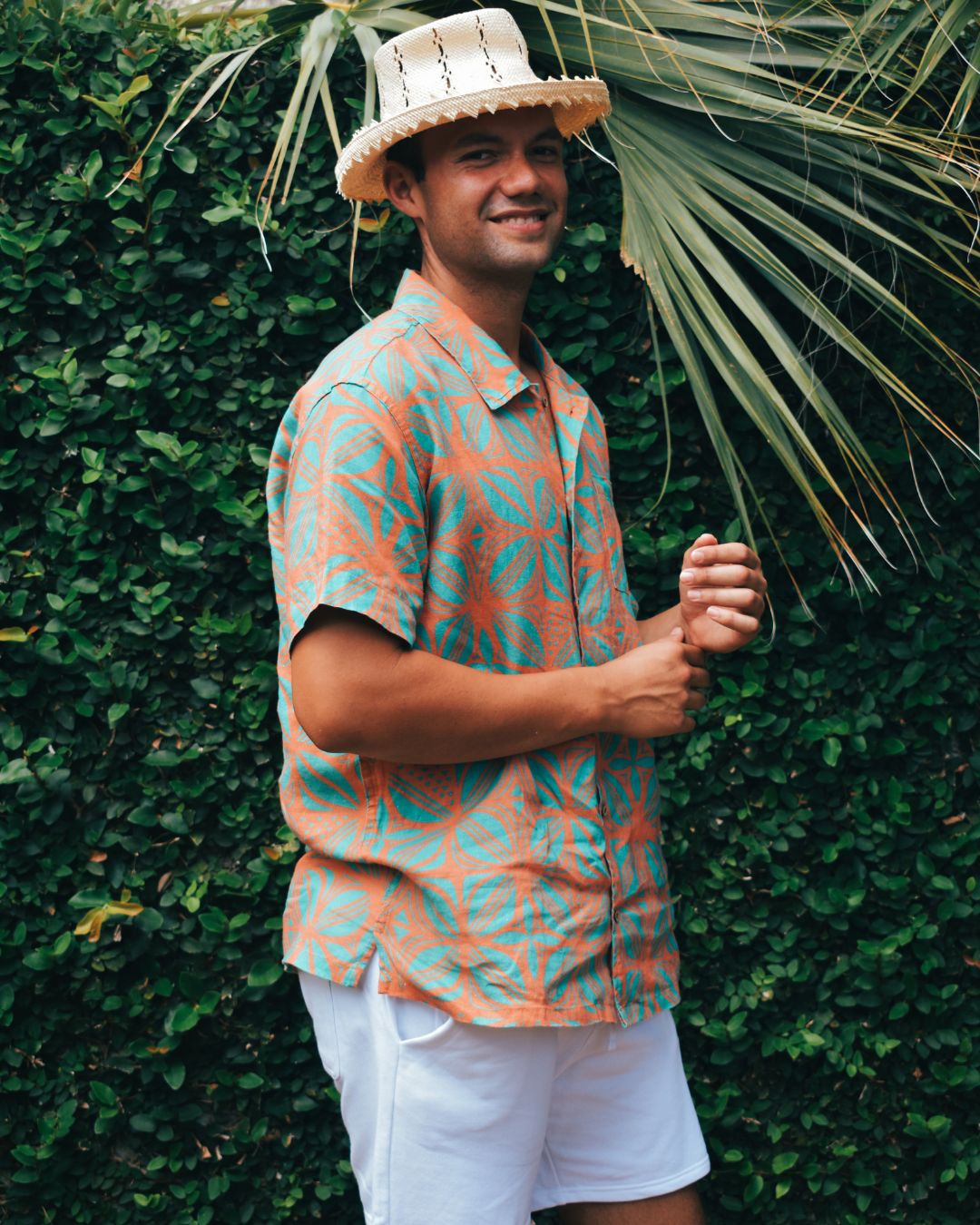Kanoa II Mens Short Sleeve Shirt - Pacific Floral Aqua