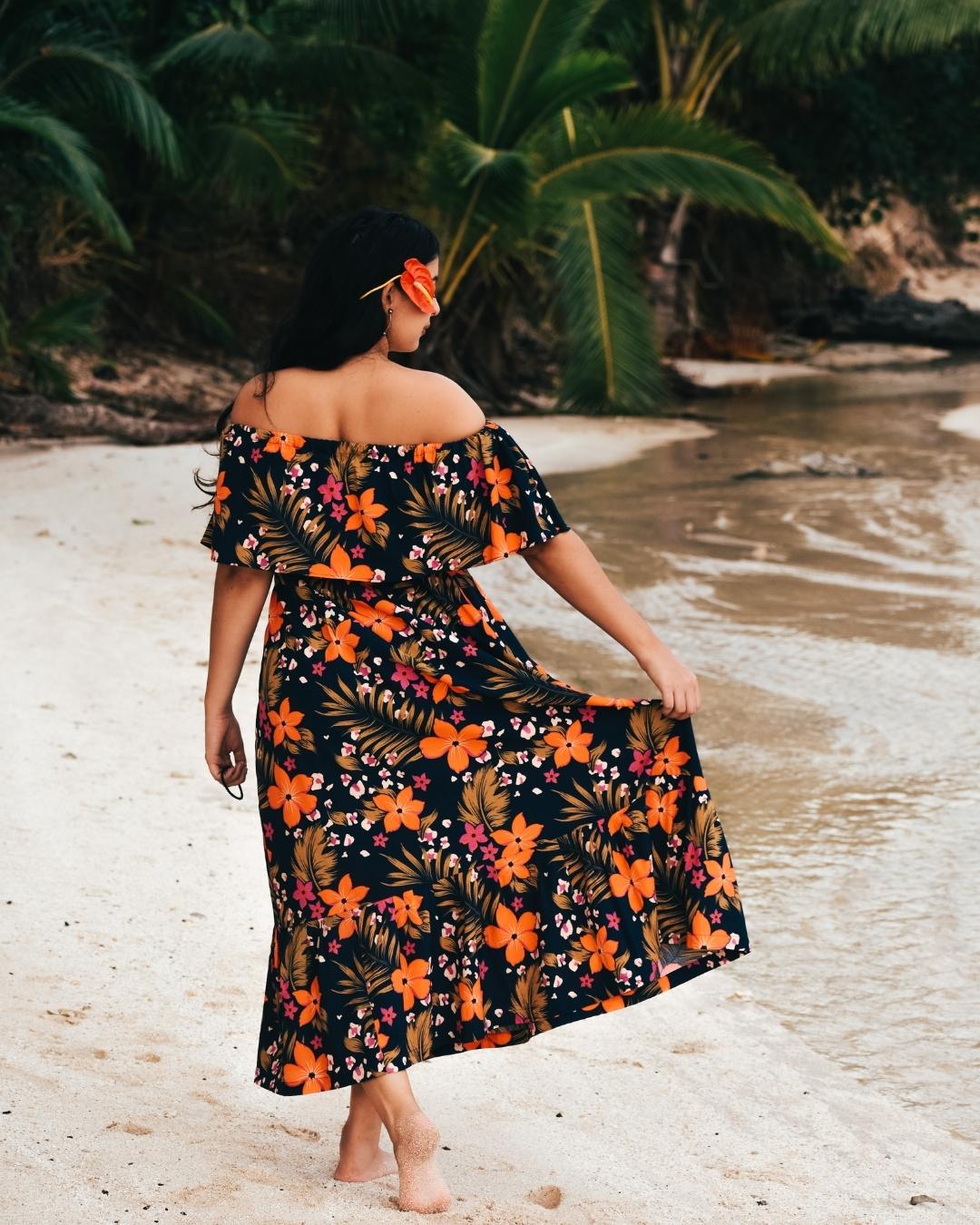 Teuila Womens Off Shoulder Dress - Tropic Jungle