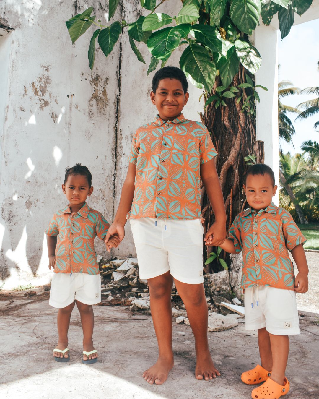 Kanoa II Baby Short Sleeve Shirt - Pacific Floral Aqua