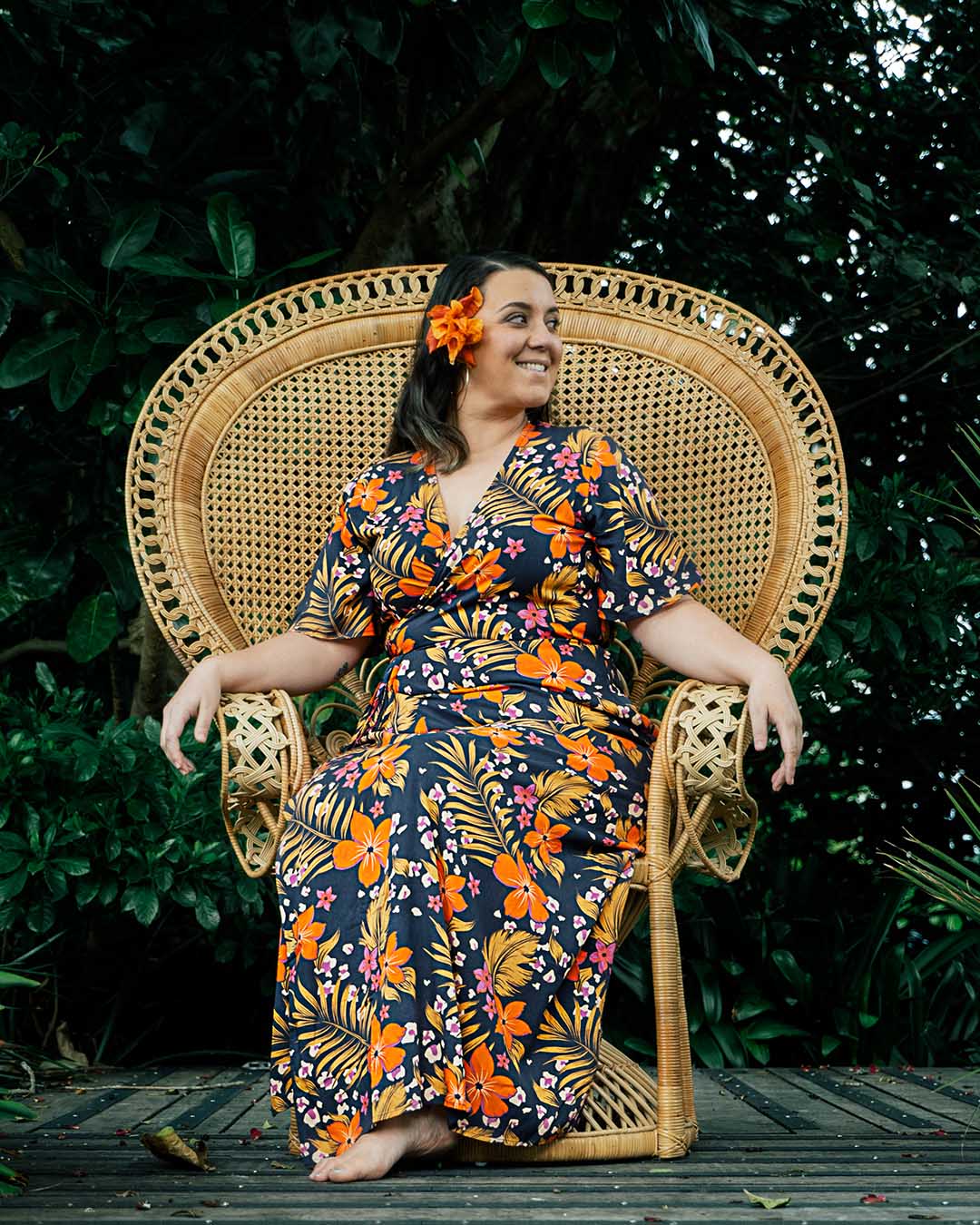 La’ei Womens Wrap Island Dress - Tropic Jungle Print